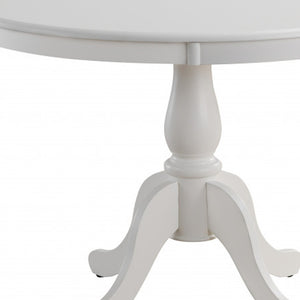 Homeroots 42" White Rounded Solid Manufactured Wood And Solid Wood Pedestal Base Dining Table   517756