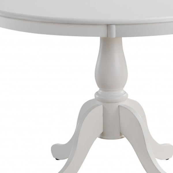Homeroots 42" White Rounded Solid Manufactured Wood And Solid Wood Pedestal Base Dining Table   517756