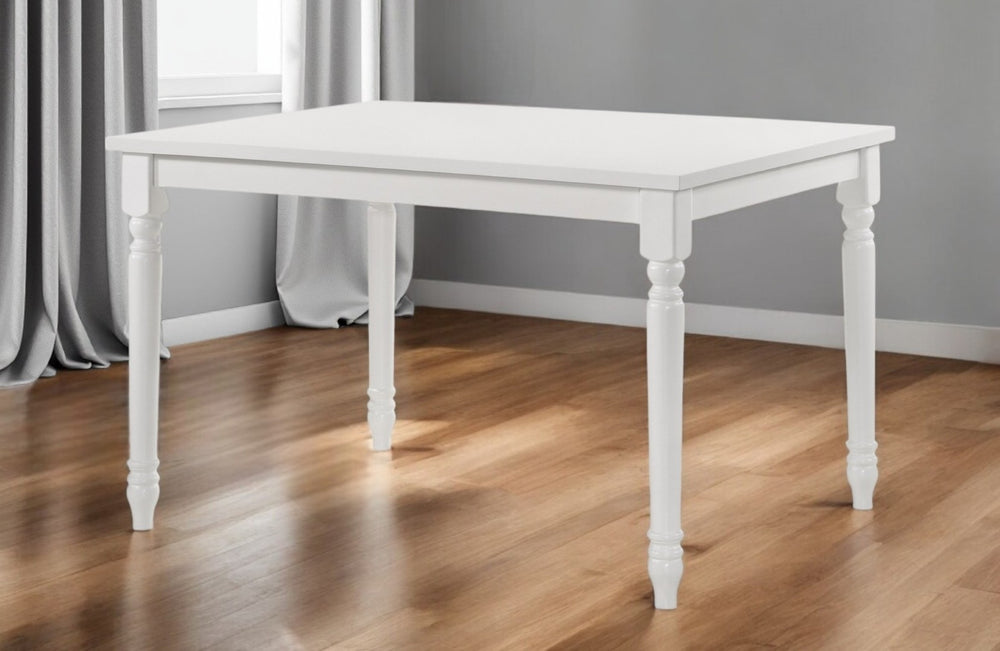 HomeRoots 48" White Solid Wood Dining Table - Timeless Elegance for Modern Homes, Seats 4 Comfortably! 517758
