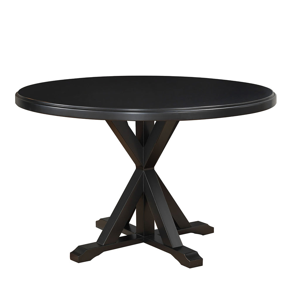 Homeroots 48" Black Rounded Solid Manufactured Wood And Solid Wood Pedestal Base Dining Table   517759