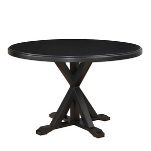 Homeroots 48" Black Rounded Solid Manufactured Wood And Solid Wood Pedestal Base Dining Table   517759