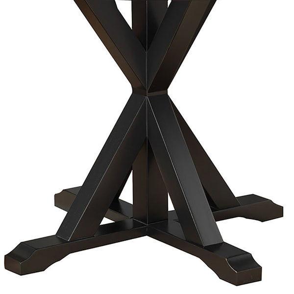Homeroots 48" Black Rounded Solid Manufactured Wood And Solid Wood Pedestal Base Dining Table   517759