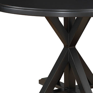 Homeroots 48" Black Rounded Solid Manufactured Wood And Solid Wood Pedestal Base Dining Table   517759