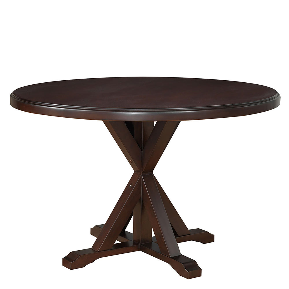 Homeroots 48" Espresso Rounded Solid Manufactured Wood Pedestal Base Dining Table   517760