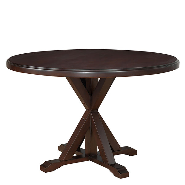 Homeroots 48" Espresso Rounded Solid Manufactured Wood Pedestal Base Dining Table   517760