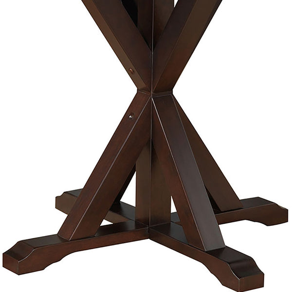 Homeroots 48" Espresso Rounded Solid Manufactured Wood Pedestal Base Dining Table   517760