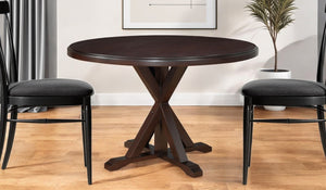 HomeRoots 48" Round Espresso Dining Table with Pedestal Base - Elegant, Durable Design for Family Gatherings 517760