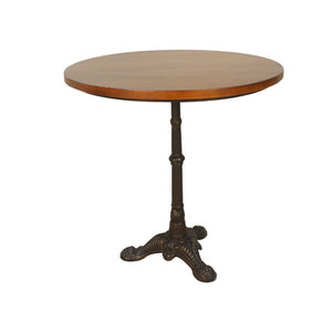 Homeroots 30" Chestnut And Black Rounded Solid Wood And Iron Pedestal Base Dining Table   517761