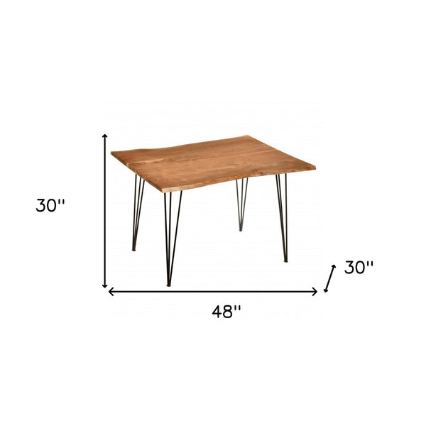 Homeroots 48" Brown And Black Solid Wood And Iron Dining Table   517763