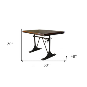 Homeroots 48" Brown And Black Solid Wood And Iron Trestle Base Dining Table   517764