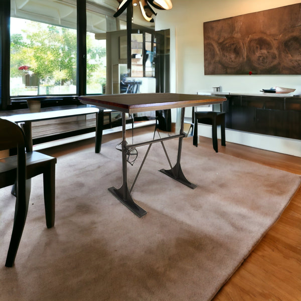 Homeroots 48" Brown And Black Solid Wood And Iron Trestle Base Dining Table   517764