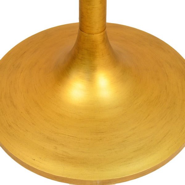 HomeRoots 30" Elegant Round Solid Wood Dining Table with Gold Iron Pedestal Base – Perfect for Cozy Spaces! 517765