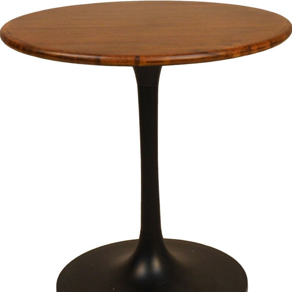 HomeRoots 30" Brown and Black Round Solid Wood Pedestal Dining Table – Stylish, Compact, Perfect for Two! 517766