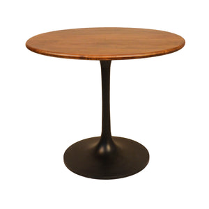 Homeroots 36" Brown And Black Rounded Solid Wood And Iron Pedestal Base Dining Table   517768