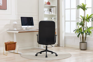 English Elm Antique PU Leather Office Chair with High Back, Soft Foam Seat, Adjustable Gaslift, 360° Swivel, Durable Frame Antique Black W3149P374034