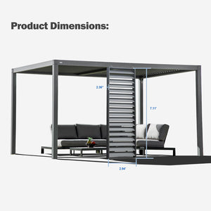 English Elm Outdoor Louvered Pergola Accessories Aluminum Screens for Durable Weather-Resistant Shading & Privacy Gray W1859P321934