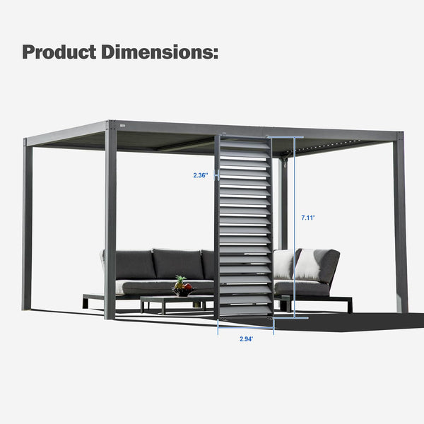 English Elm Outdoor Louvered Pergola Accessories Aluminum Screens for Durable Weather-Resistant Shading & Privacy Gray W1859P321934