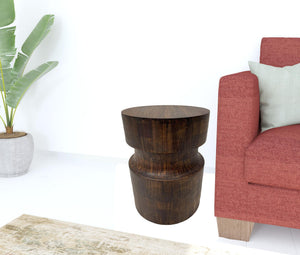 Homeroots 16" Brown Solid Wood Round End Table   517818