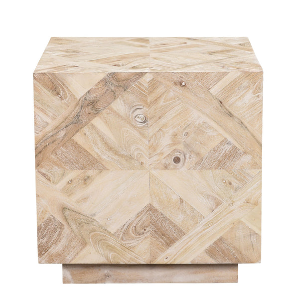 Homeroots 20" Tan Wood And Wood Square End Table   517821