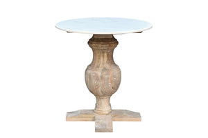Homeroots 26" Brown Marble And Solid Wood Round End Table   517826
