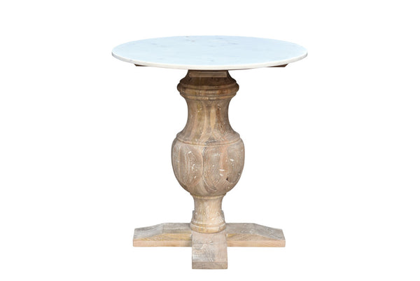 Homeroots 26" Brown Marble And Solid Wood Round End Table   517826