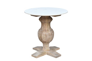 Homeroots 26" Brown Marble And Solid Wood Round End Table   517826