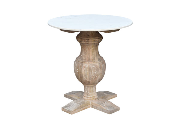 Homeroots 26" Brown Marble And Solid Wood Round End Table   517826