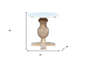 Homeroots 26" Brown Marble And Solid Wood Round End Table   517826