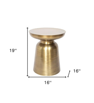 HomeRoots 19" Gold Iron Round End Table - Modern Drum Design for Stylish Small Space, Versatile Accent Piece 517827