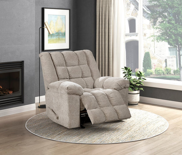 English Elm Gentle Rocking Reclining Chair with Chenille Upholstery, Ultra-Comfort Seat, Smooth Motion Recliner for Living Room Relaxation and Support Light Brown 41 L x 32 W x 29 H B011P347312