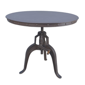 Homeroots 36" Industrial Gray Adjustable Crank Round Top Dining Table.   517845