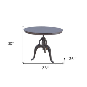 Homeroots 36" Industrial Gray Adjustable Crank Round Top Dining Table.   517845