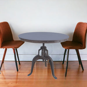 Homeroots 36" Industrial Gray Adjustable Crank Round Top Dining Table.   517845