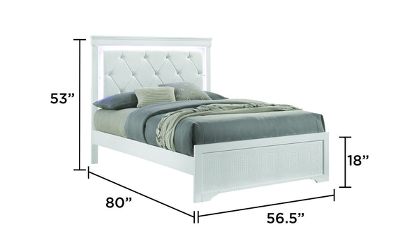 English Elm Blaze 5-Piece Full Bedroom Set With Led Headboard, Upholstered Design & Elegant Storage Solutions B009S01480
