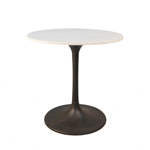 HomeRoots 30" Elegant Two-Tone Marble and Iron Pedestal Dining Table - Perfect for Small Spaces and Intimate Meals 517847