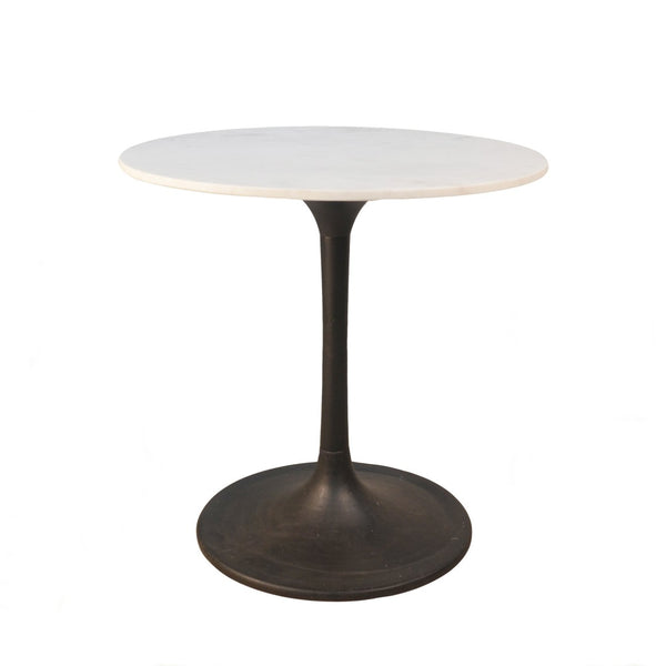 HomeRoots 30" Elegant Two-Tone Marble and Iron Pedestal Dining Table - Perfect for Small Spaces and Intimate Meals 517847