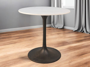 HomeRoots 30" Elegant Two-Tone Marble and Iron Pedestal Dining Table - Perfect for Small Spaces and Intimate Meals 517847