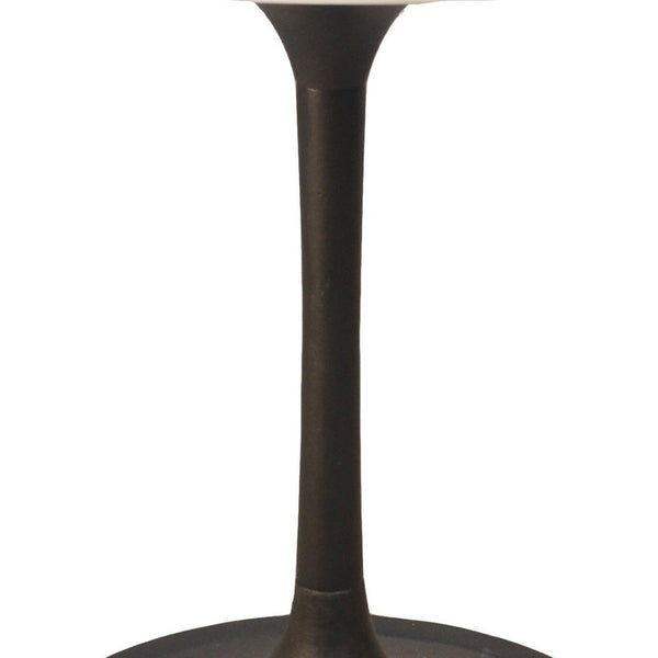 HomeRoots 30" Elegant Two-Tone Marble and Iron Pedestal Dining Table - Perfect for Small Spaces and Intimate Meals 517847