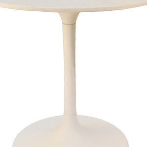 Homeroots 30" White Rounded Marble And Iron Pedestal Base Dining Table   517848