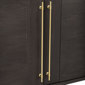 English Elm Trexm Ash Veneer Buffet with Gold Handles and Adjustable Shelves for Dining Spaces Taupe N715P392244N