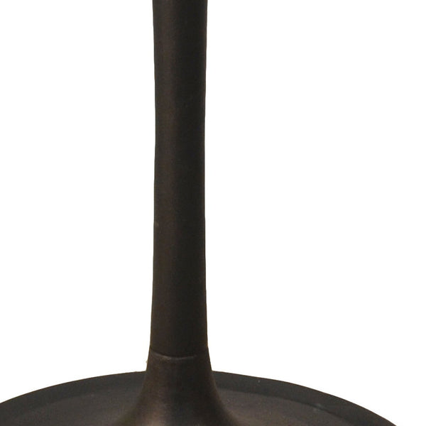 Homeroots 40" White And Black Rounded Marble And Iron Pedestal Base Dining Table   517851