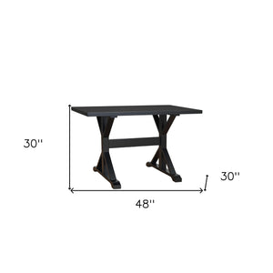 Homeroots 48" Black Solid Wood Trestle Base Dining Table   517855