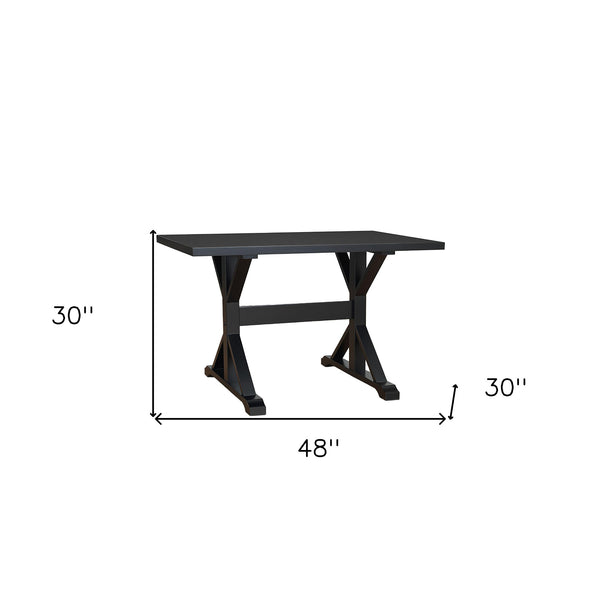 Homeroots 48" Black Solid Wood Trestle Base Dining Table   517855