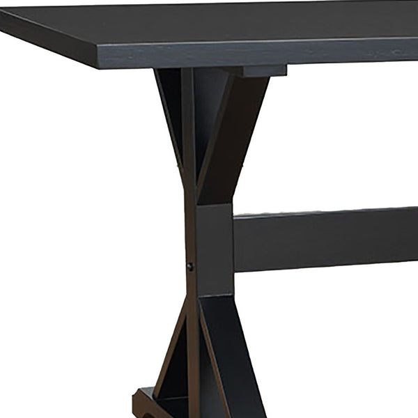 Homeroots 48" Black Solid Wood Trestle Base Dining Table   517855