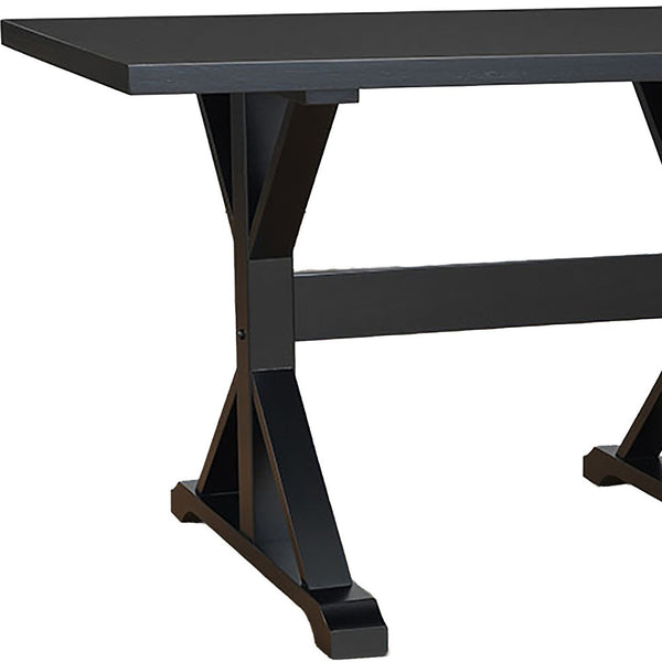 Homeroots 48" Black Solid Wood Trestle Base Dining Table   517855