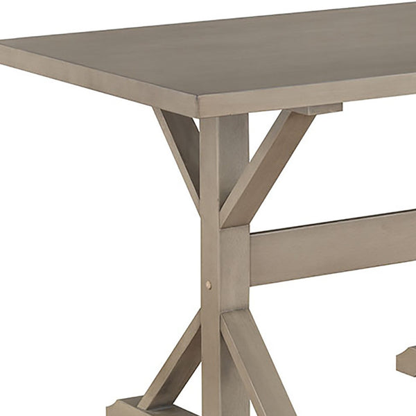 Homeroots 48" Gray Solid Wood Trestle Base Dining Table   517856