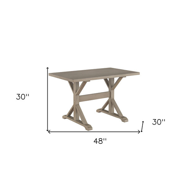 Homeroots 48" Gray Solid Wood Trestle Base Dining Table   517856