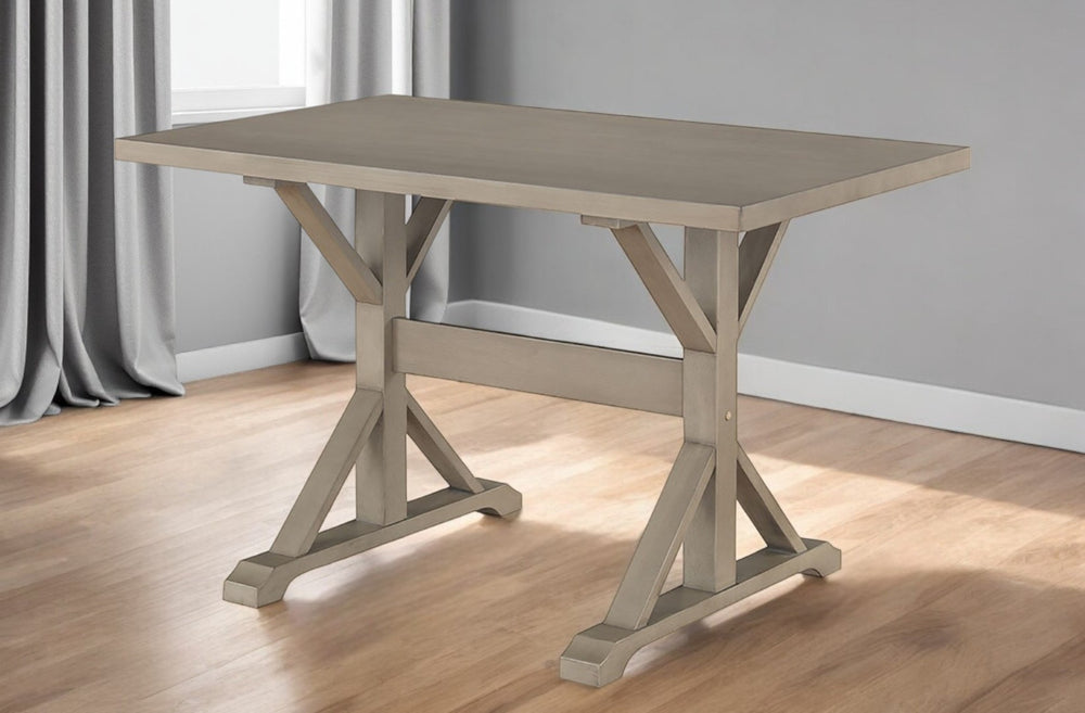 HomeRoots 48" Gray Solid Wood Trestle Dining Table - Farmhouse Charm, Durable Design, Seats 4 Comfortably! 517856