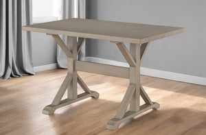 HomeRoots 48" Gray Solid Wood Trestle Dining Table - Farmhouse Charm, Durable Design, Seats 4 Comfortably! 517856