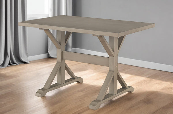 HomeRoots 48" Gray Solid Wood Trestle Dining Table - Farmhouse Charm, Durable Design, Seats 4 Comfortably! 517856